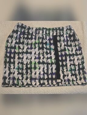 EP Sport Pull-on Skort w/attached shorts. Black, White, Purple & Green. Large.